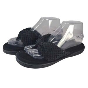 ULTRAIDEAS Women's Black Memory Foam Flip Flop Slippers Terry Lining Sz XL 11-12